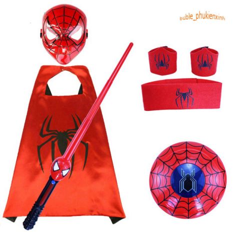 Bộ Trang Phục Hóa Trang Siêu Nhân Spider Man Cho Bé Trai - Áo Choàng, Găng Tay và Mặt Nạ Chất Liệu Cao Cấp, Quà Tặng Halloween Thú Vị