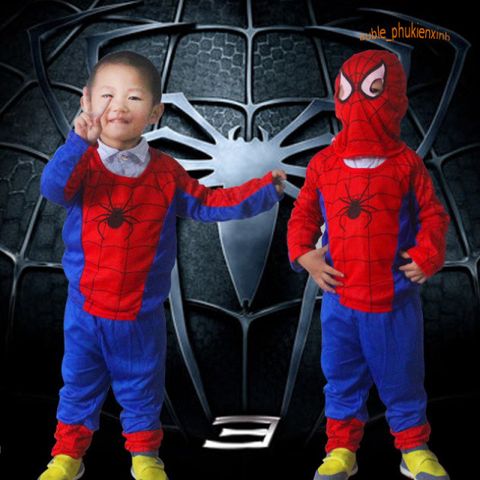 Bộ Trang Phục Hóa Trang Siêu Nhân Spider Man Cho Bé Trai - Áo Choàng, Găng Tay và Mặt Nạ Chất Liệu Cao Cấp, Quà Tặng Halloween Thú Vị