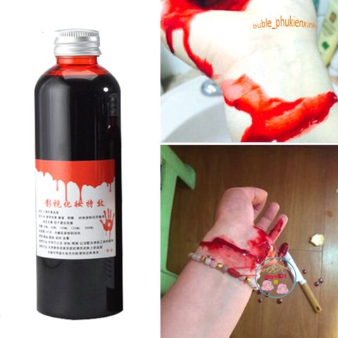 Chai Máu Nhân Tạo 30/60ml - Hóa Trang Ma Cà Rồng Màu Đỏ Tươi, Dùng Cho Tiệc Halloween, Trang Trí Kinh Dị, Không Độc Hại