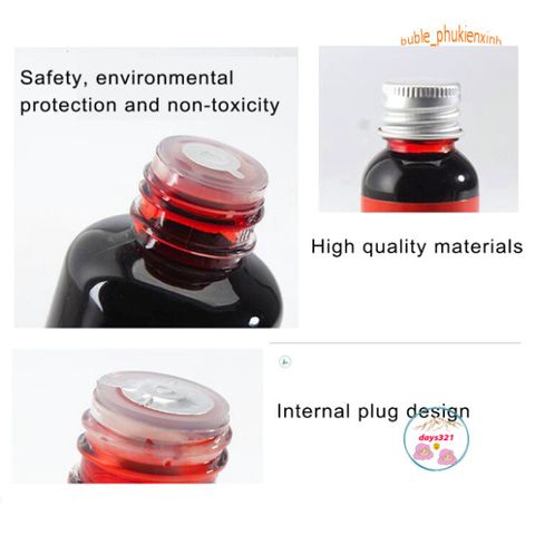 Chai Máu Nhân Tạo 30/60ml - Hóa Trang Ma Cà Rồng Màu Đỏ Tươi, Dùng Cho Tiệc Halloween, Trang Trí Kinh Dị, Không Độc Hại
