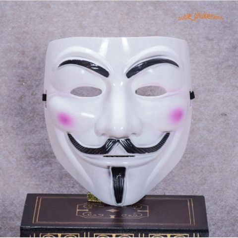 Mặt Nạ Hacker Anonymous Trắng - Phụ Kiện Halloween Độc Đáo Cho Nam Nữ, Biểu Tượng Thế Giới Công Nghệ