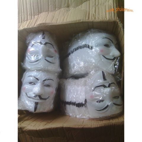 Mặt Nạ Hacker Anonymous Trắng - Phụ Kiện Halloween Độc Đáo Cho Nam Nữ, Biểu Tượng Thế Giới Công Nghệ