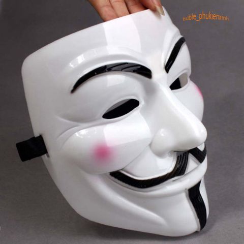 Mặt Nạ Hacker Anonymous Trắng - Phụ Kiện Halloween Độc Đáo Cho Nam Nữ, Biểu Tượng Thế Giới Công Nghệ