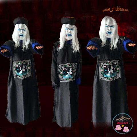 Bộ Trang Phục Hóa Trang Ma Cương Thi Dành Cho Halloween - Áo Khoác, Mũ, Móng Tay Giả, Đồ Hóa Trang Đáng Sợ Cho Lễ Hội