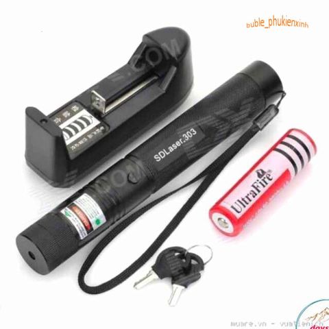 Đèn Pin Laser 303 Cao Cấp Kèm Pin Sạc 5.000mW - Đèn Chiếu Sáng Đa Chế Độ Thích Hợp Dùng Giảng Dạy, Du Lịch, Nghệ Thuật