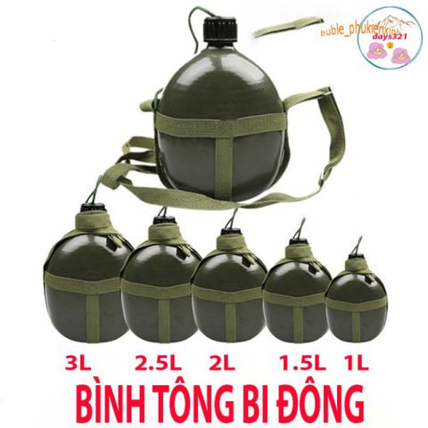 Bình Tông 3 Lít Kiểu Cổ Điển - Dụng Cụ Đựng Nước, Rượu Chống Gỉ, Phong Cách Lính Kháng Chiến, Thích Hợp Đi Dã Ngoại, Camping