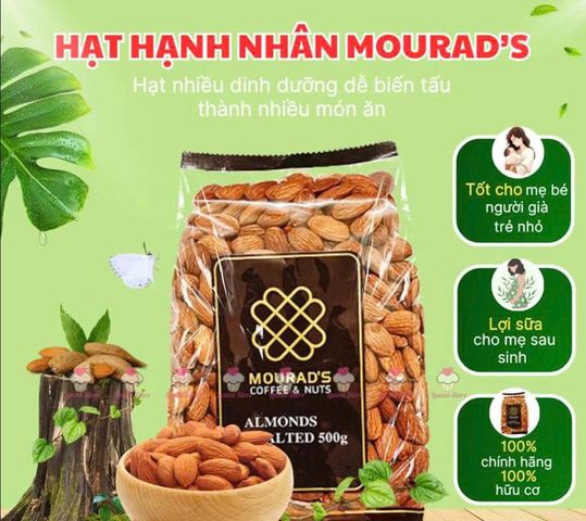 Hạnh Nhân Úc Mourad’s 500g - Hạt Sấy Chín Tách Vỏ, Giàu Chất Xơ, Vitamin E – Snack Healthy Giảm Cân, Làm Sữa Thơm Ngon