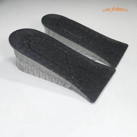Bộ 2 Miếng Lót Giày Silicon Tăng Chiều Cao 3.5-4cm Đen - Phụ Kiện Thời Trang Cho Nam Nữ, Thoải Mái Và Khử Mùi Hôi Chân