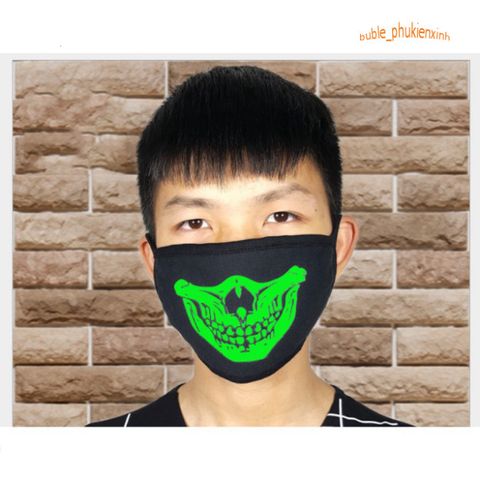 Khẩu Trang Phát Sáng Đầu Lâu Dạ Quang - Phụ Kiện Halloween Thú Vị, Khẩu Trang Cosplay Unisex, Chống Bụi và Giữ Ấm