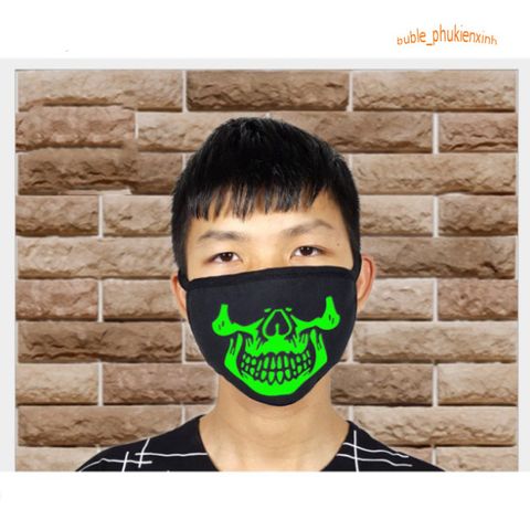 Khẩu Trang Phát Sáng Đầu Lâu Dạ Quang - Phụ Kiện Halloween Thú Vị, Khẩu Trang Cosplay Unisex, Chống Bụi và Giữ Ấm