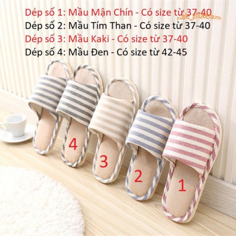 Dép Vải Họa Tiết Kẻ Sọc - Phong Cách Hàn Quốc Tiện Lợi Cho Nhà, Văn Phòng, Dạo Phố - Màu Kaki Đẹp Mắt