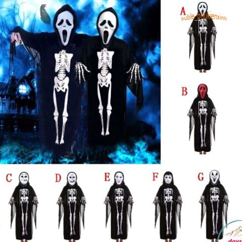 Áo Choàng Hóa Trang Halloween Hình Bộ Xương - Đầu Lâu, Dơi, Ma Cà Rồng - Thời Trang Dạ Hội Độc Đáo cho Nữ