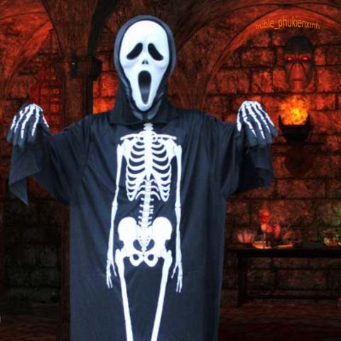 Áo Choàng Hóa Trang Halloween Hình Bộ Xương - Đầu Lâu, Dơi, Ma Cà Rồng - Thời Trang Dạ Hội Độc Đáo cho Nữ