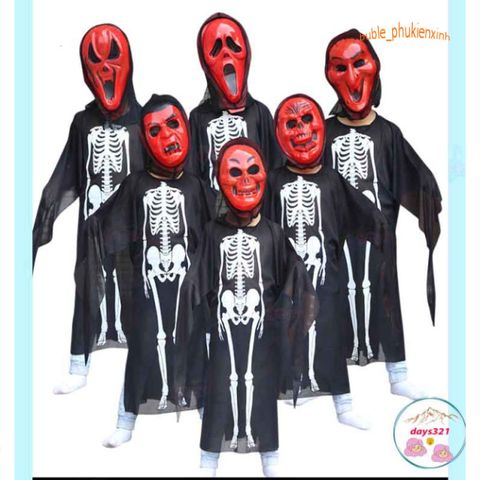 Áo Choàng Hóa Trang Halloween Hình Bộ Xương - Đầu Lâu, Dơi, Ma Cà Rồng - Thời Trang Dạ Hội Độc Đáo cho Nữ