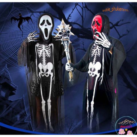 Áo Choàng Hóa Trang Halloween Hình Bộ Xương - Đầu Lâu, Dơi, Ma Cà Rồng - Thời Trang Dạ Hội Độc Đáo cho Nữ