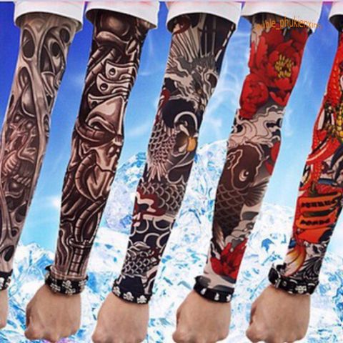 Găng Tay Hình Xăm Tạm Thời 3D Nghệ Thuật Chống Nắng UV - Phụ Kiện Hip Hop Độc Đáo, Phong Cách Nổi Bật cho Mọi Hoạt Động Ngoài Trời