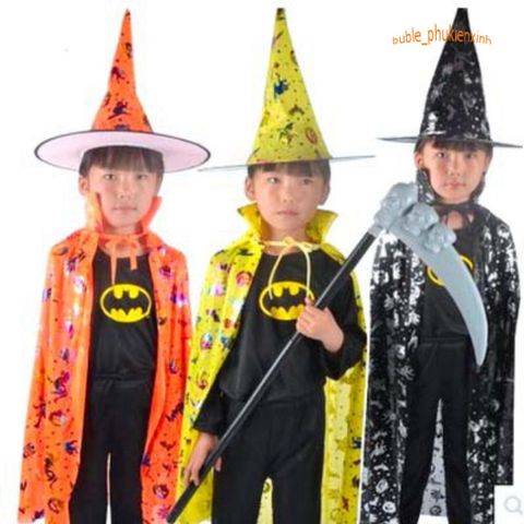 Bộ hóa trang phù thủy 2020 cho trẻ em & người lớn - Áo choàng đen và nón phù thủy Halloween phong cách kỳ bí, hấp dẫn