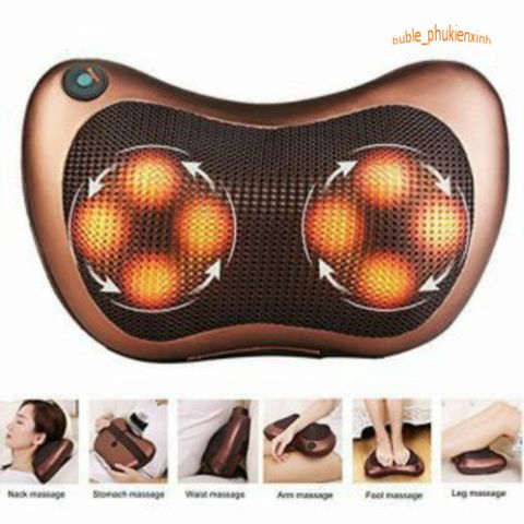 Gối Massage Hồng Ngoại Đa Chức Năng 8 Bi - Giảm Đau Cổ, Vai, Gáy, Sưởi Ấm - Thư Giãn Tại Nhà, Bảo Hành 36 Tháng