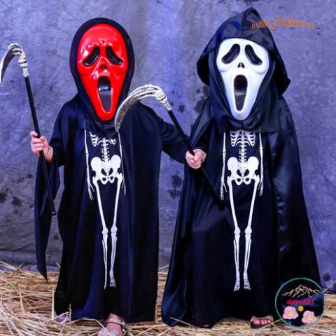 Bộ Trang Phục Halloween Kinh Dị - Áo Quần Xương Người và Mặt Nạ Đầu Lâu Cho Nam Nữ - Phụ Kiện Thời Trang Độc Đáo