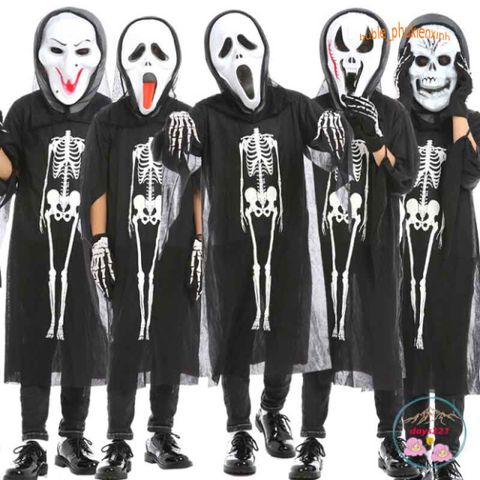 Bộ Trang Phục Halloween Kinh Dị - Áo Quần Xương Người và Mặt Nạ Đầu Lâu Cho Nam Nữ - Phụ Kiện Thời Trang Độc Đáo