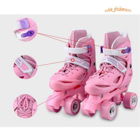 Giày Trượt Patin 2 Hàng Bánh Cao Cấp Kèm Balo & Bảo Hộ - Giày Trượt An Toàn Cho Trẻ Em & Người Lớn, Mũ Bảo Hiểm, Bảo Hộ Tay Chân