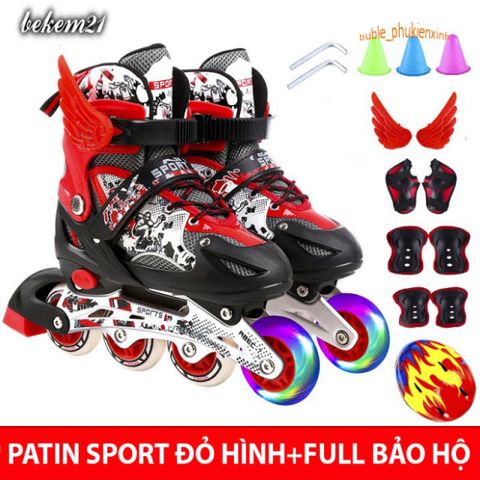 Giày Trượt Patin Phát Sáng Sport QF Thế Hệ Mới cho Trẻ Em và Người Lớn - Tặng 2 Thanh Cờ Lê, Nhiều Màu, Thời Trang, Bảo Hộ An Toàn