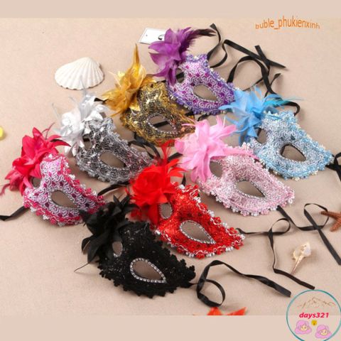 Mặt Nạ Mắt WMES15H Phối Lông Vũ - Đạo Cụ Hóa Trang Cho Halloween, Tiệc Cưới, Thời Trang Độc Đáo, Phụ Kiện Nổi Bật