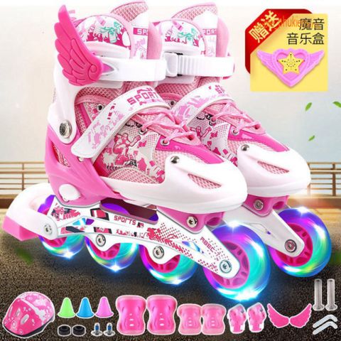 Giày Patin Trẻ Em 8 Bánh Phát Sáng - Khung Hợp Kim Cao Cấp, Kèm Bộ Bảo Hộ Đầy Đủ, Thể Thao An Toàn và Thoải Mái