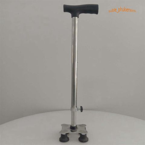 Gậy Batoong Chống 4 Chân INOX - Điều Chỉnh Chiều Cao Cho Người Già, Khuyết Tật, Hỗ Trợ Di Chuyển An Toàn