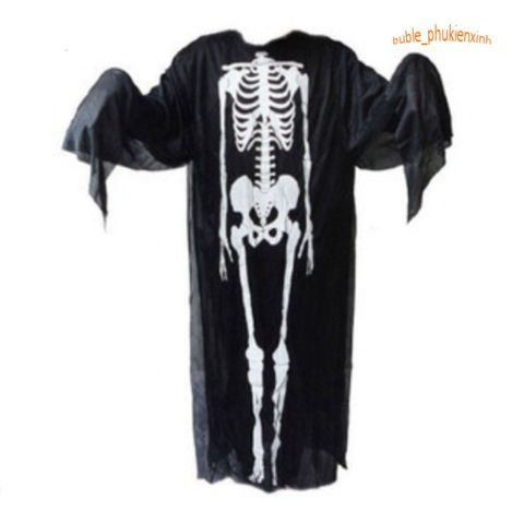 Áo Choàng Xương Ma Halloween Dài 120cm - Trang Phục Hóa Trang Độc Đáo Cho Trẻ Em và Người Lớn, Phù Hợp Cho Các Bữa Tiệc Halloween
