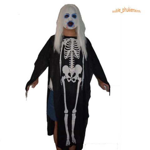 Áo Choàng Xương Ma Halloween Dài 120cm - Trang Phục Hóa Trang Độc Đáo Cho Trẻ Em và Người Lớn, Phù Hợp Cho Các Bữa Tiệc Halloween
