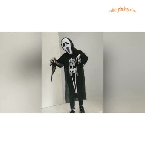 Áo Choàng Xương Ma Halloween Dài 120cm - Trang Phục Hóa Trang Độc Đáo Cho Trẻ Em và Người Lớn, Phù Hợp Cho Các Bữa Tiệc Halloween
