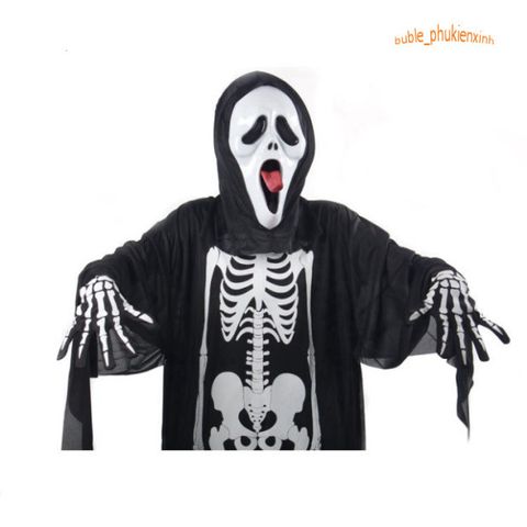 Áo Choàng Xương Ma Halloween Dài 120cm - Trang Phục Hóa Trang Độc Đáo Cho Trẻ Em và Người Lớn, Phù Hợp Cho Các Bữa Tiệc Halloween