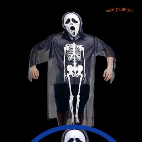 Áo Choàng Xương Ma Halloween Dài 120cm - Trang Phục Hóa Trang Độc Đáo Cho Trẻ Em và Người Lớn, Phù Hợp Cho Các Bữa Tiệc Halloween