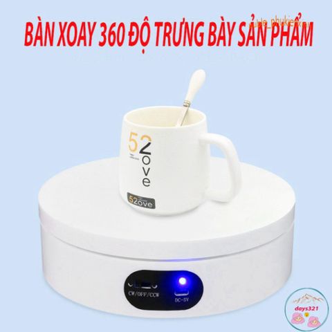 Đế Xoay 360 Độ Trưng Bày Sản Phẩm - Đế Chụp Ảnh Tại Nhà Cung Cấp 2 Màu Đen Trắng, Tiện Lợi Cho Quay Video Chuyên Nghiệp