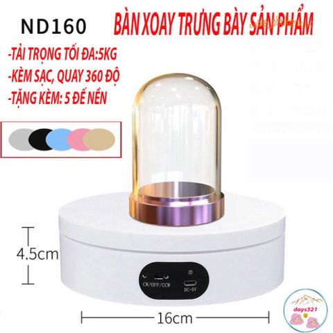 Đế Xoay 360 Độ Trưng Bày Sản Phẩm - Đế Chụp Ảnh Tại Nhà Cung Cấp 2 Màu Đen Trắng, Tiện Lợi Cho Quay Video Chuyên Nghiệp