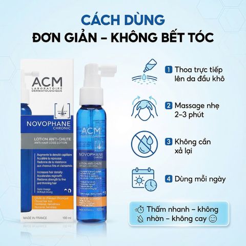 Xịt Chống Hói Novophane ACM 100ml - Giải Pháp Chống Rụng Tóc, Kích Mọc Tóc Dày Khỏe, Cho Da Đầu