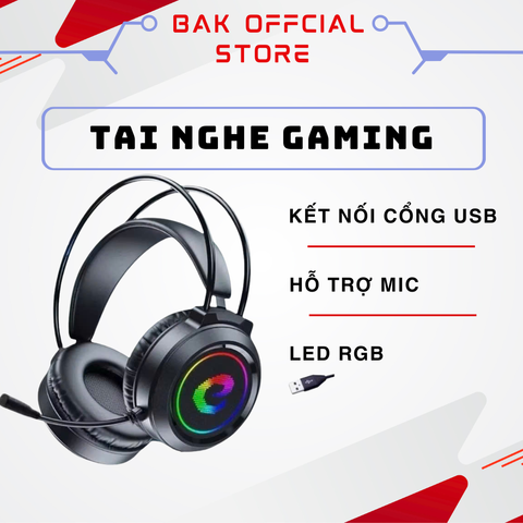 Tai Nghe Gaming BAK T1 Có Micro Đàm Thoại USB Âm Thanh 7.1 LED RGB - Tai Nghe Chơi Game PUBG Chất Âm Bass Tuyệt Hảo