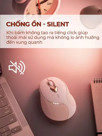 Chuột Không Dây BAK INPHIC M8 PLUS Cute Hồng Silent Chống Ồn, Sạc Pin USB, Kết Nối Mượt Mà, Thiết Kế Sang Trọng, Phụ Kiện Máy Tính Ép Phong Cách