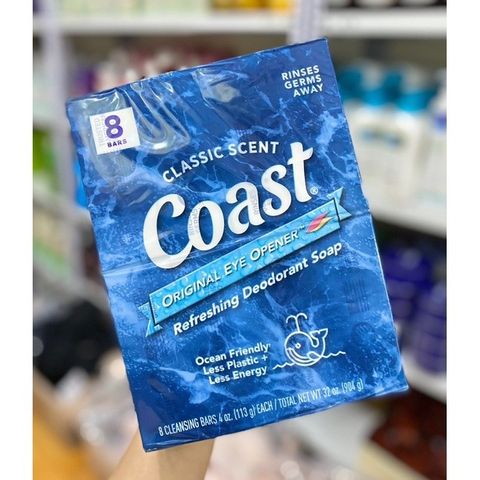 Lốc Xà Bông Cục Coast CLASSIC SCENT Trắng 113g X8 - Xà Phòng Diệt Khuẩn, Dưỡng Ẩm, Mỹ phẩm Chăm Sóc Da Tự Nhiên