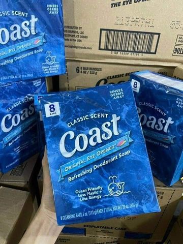 Lốc Xà Bông Cục Coast CLASSIC SCENT Trắng 113g X8 - Xà Phòng Diệt Khuẩn, Dưỡng Ẩm, Mỹ phẩm Chăm Sóc Da Tự Nhiên