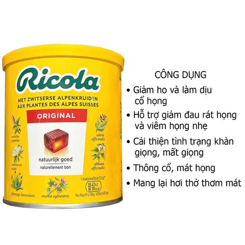 Kẹo Ricola Original 250g - Kẹo Chiết Xuất Thảo Dược Từ Đức Hỗ Trợ Hệ Hô Hấp, Dễ Chịu, Không Gluten, Không Lactose