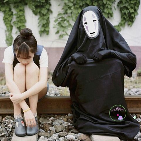 Bộ Hóa Trang Vô Diện Cosplay Halloween - Áo Choàng, Mặt Nạ & Găng Tay Đen Cho Trẻ Em và Người Lớn, Mã VFDR54