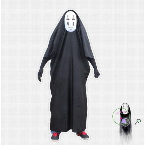 Trang phục Vô Diện (Kaonashi) từ Spirited Away - Bộ Cosplay Halloween với áo choàng, mặt nạ và găng tay dài cho trẻ em và người lớn
