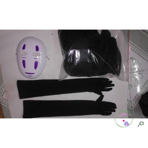 Trang phục Vô Diện (Kaonashi) từ Spirited Away - Bộ Cosplay Halloween với áo choàng, mặt nạ và găng tay dài cho trẻ em và người lớn