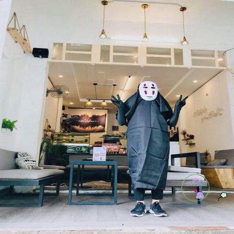 Trang phục Vô Diện (Kaonashi) từ Spirited Away - Bộ Cosplay Halloween với áo choàng, mặt nạ và găng tay dài cho trẻ em và người lớn