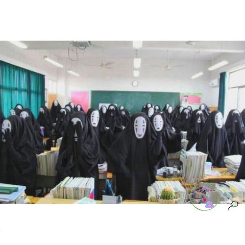 Trang phục Vô Diện (Kaonashi) từ Spirited Away - Bộ Cosplay Halloween với áo choàng, mặt nạ và găng tay dài cho trẻ em và người lớn