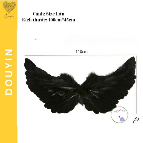 Cánh Thiên Thần Đen Lông Mềm - Phụ Kiện Hóa Trang Halloween & Noel cho Nữ, Trang Phục Cosplay Công Chúa, Đồ Dự Tiệc Giáng Sinh