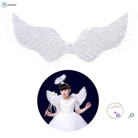 Cánh Vũ Thiên Thần Trắng Mềm Mại - Phụ Kiện Hóa Trang Halloween Cho Trẻ Em Với Dây Đeo Đàn Hồi, Thời Trang Độc Đáo