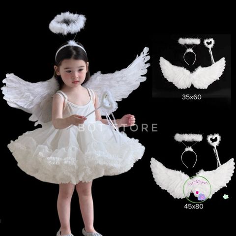Bộ Trang Phục Cánh Thiên Thần 3 Món - Phụ Kiện Hoá Trang Đẹp Dành Cho Trẻ Em Nhân Dịp Halloween